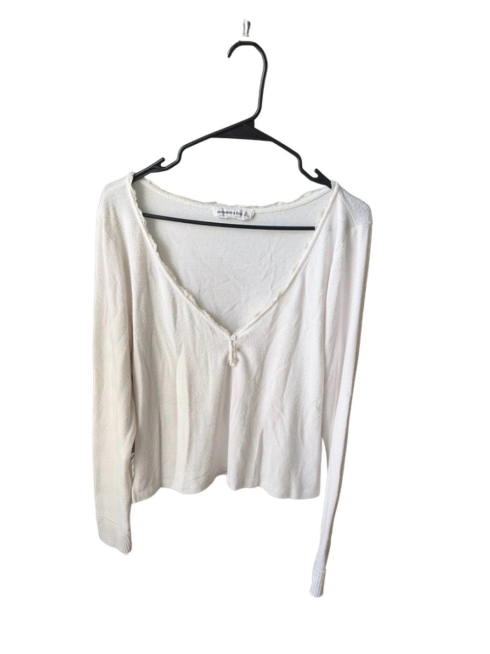 Abercrombie & Fitch Women’s Long Sleeve Sleep Henley Cropped Cream XL